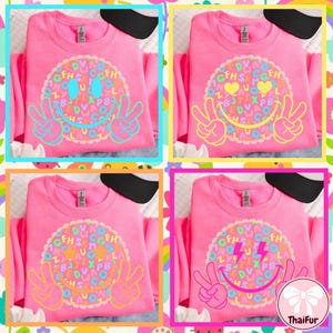 Neon School Kids Sublimation Png, Back To School Neon Png, Smiley Png, Preppy Back To School Png, Retro Distressed Teacher Png, Digital File