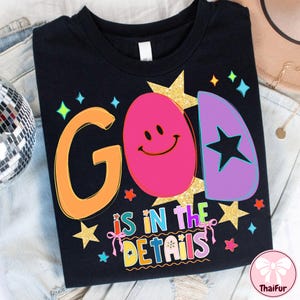 Preppy God is in the Details Glitter PNG, Religious PNG, Trendy Png, Neon Smiley Png, Millennial Png, Coquette Png, Hand Lettered Png