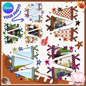 School Spirit Pennant Canva Frames Bundle, School Mascot Canva Frame Template, Pennant Flag Canva Frame, School Sports, Sports Team Canva