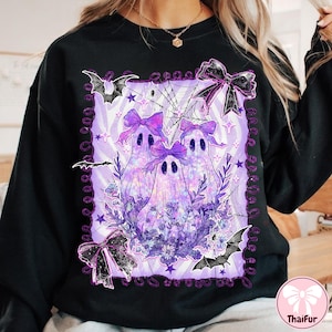 Preppy Floral Spooky Png, Iridescent Ghost PNG, Coquette Halloween, Preppy Halloween PNG, Girly Halloween Png, Cute Ghost Png, Pumpkin Png
