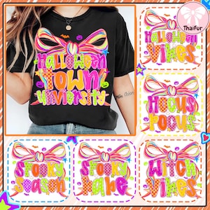 Neon Spooky Season Bundle Png, Preppy Halloween Coquette Bow Png, Neon Halloween Brushstroke Sublimation, Girly Spooky Cute Ghost Png
