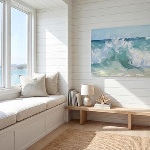 Abstract Crashing Wave Painting Print Vintage Coastal Painting Ocean Waves Art Print Wave Wall Art Beach House Wall Art Ocean Painting image 14