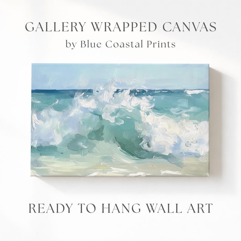Abstract Crashing Wave Painting Print Vintage Coastal Painting Ocean Waves Art Print Wave Wall Art Beach House Wall Art Ocean Painting image 13