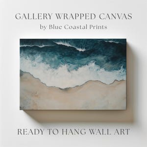 Coastal Canvas Art Ocean Wave Print Seascape Abstract Wall Decor Blue Beach