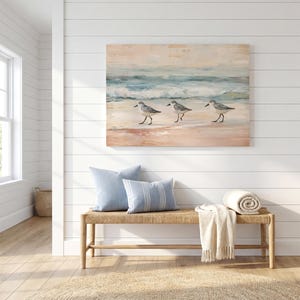 Lienzo vintage de playero con diseño de Florida para decoración de casa de playa, pintura de aves con olas oceánicas apagadas, colgante de pared para oficina, decoración costera bohemia imagen 15