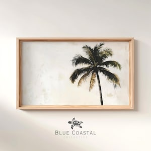 Printable Neutral Palm Tree Print Beach Wall Art Boho Coastal Wall Decor Tropical Wall Art Vintage Palm Tree Painting Beach House Decor