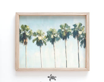 Vintage Palm Tree Print: Muted Coastal Wall Art