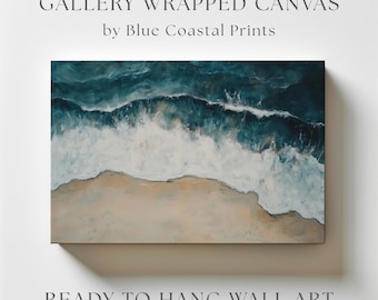 Ocean Canvas Art Beach Shoreline Seascape Coastal Abstract Wall Decor Blue