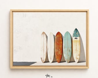 Framed Surfboard Canvas Vintage California Art Framed Surfer Wall Art Framed Beach Theme Decor Surf Canvas Modern Art Ocean Decor California