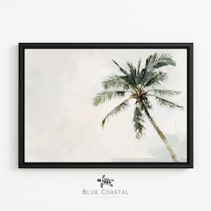 Framed Palm Tree Print Tropical Beach Wall Art Palm Tree Canvas Beach Theme Artwork Modern Coastal Wall Art Tropical Home Decor Vintage Art
