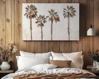 Vintage Palm Trees Canvas Boho Wall Decor Muted Palm Tree Wall Art Beige Aesthetic Coastal Print Neutral Beach Print Tropical Wall Art