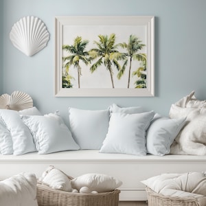 Printable Tropical Wall Art Vintage Palm Tree Painting Beach House Decor Neutral Palm Tree Print Beach Wall Art Boho Coastal Wall Decor
