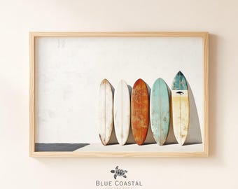 Surfboards in California Vintage Surfboard Painting Surf Wall Art California Beach Surf Wall Prints Boho Beach Wall Decor Surfers Print