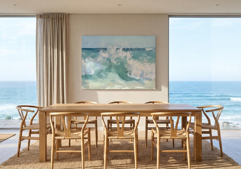 Abstract Crashing Wave Painting Print Vintage Coastal Painting Ocean Waves Art Print Wave Wall Art Beach House Wall Art Ocean Painting image 17