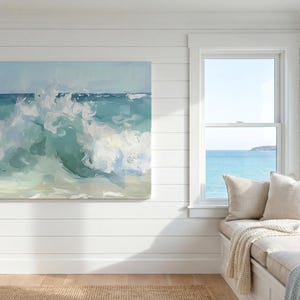 Abstract Crashing Wave Painting Print Vintage Coastal Painting Ocean Waves Art Print Wave Wall Art Beach House Wall Art Ocean Painting image 20
