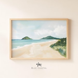 Hawaiian Islands Art Print Tropical Wall Art Vintage Beach Prints Mokes Island Print Hawaiian Wall Art Muted Tropical Beach Painting