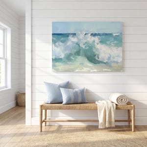 Abstract Crashing Wave Painting Print Vintage Coastal Painting Ocean Waves Art Print Wave Wall Art Beach House Wall Art Ocean Painting image 12