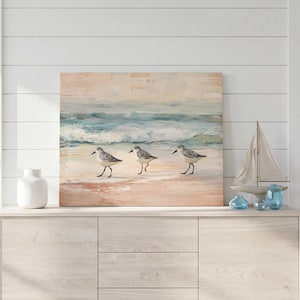Lienzo vintage de playero con diseño de Florida para decoración de casa de playa, pintura de aves con olas oceánicas apagadas, colgante de pared para oficina, decoración costera bohemia imagen 16