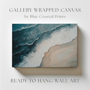 Ocean Beach Canvas Print Blue Wave Abstract Seascape Coastal Wall Art