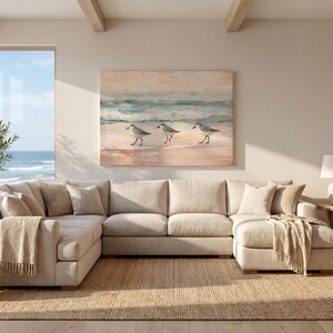 Lienzo vintage de playero con diseño de Florida para decoración de casa de playa, pintura de aves con olas oceánicas apagadas, colgante de pared para oficina, decoración costera bohemia imagen 19