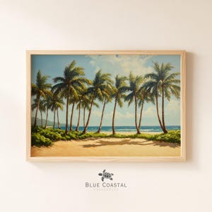 Palm Tree Poster Palm Tree Painting Print Topical Wall Art Coastal Art Print Beach Painting Vintage Wall Art Beach House Wall Decor