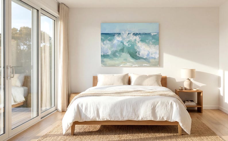 Abstract Crashing Wave Painting Print Vintage Coastal Painting Ocean Waves Art Print Wave Wall Art Beach House Wall Art Ocean Painting image 15