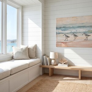 Lienzo vintage de playero con diseño de Florida para decoración de casa de playa, pintura de aves con olas oceánicas apagadas, colgante de pared para oficina, decoración costera bohemia imagen 11