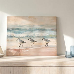 Lienzo vintage de playero con diseño de Florida para decoración de casa de playa, pintura de aves con olas oceánicas apagadas, colgante de pared para oficina, decoración costera bohemia imagen 12