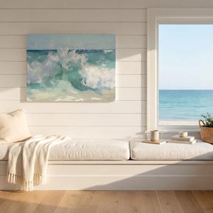 Abstract Crashing Wave Painting Print Vintage Coastal Painting Ocean Waves Art Print Wave Wall Art Beach House Wall Art Ocean Painting image 18