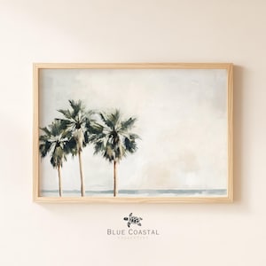 Printable Vintage Palm Tree Painting Beach House Decor Boho Coastal Wall Decor Beach Wall Art Neutral Palm Tree Print Tropical Wall Art