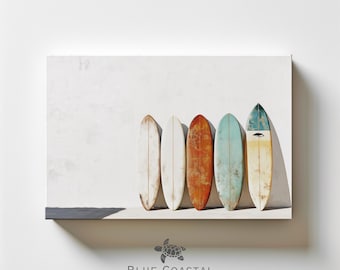 Vintage Surfboards Canvas Boho Beach Wall Decor Surfboards in California Surfboard Painting Surfers Print California Surf Wall Art