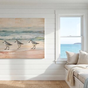 Lienzo vintage de playero con diseño de Florida para decoración de casa de playa, pintura de aves con olas oceánicas apagadas, colgante de pared para oficina, decoración costera bohemia imagen 8