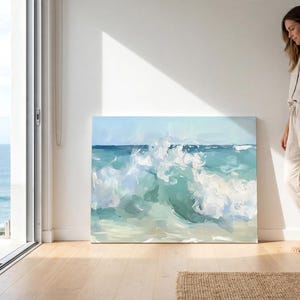 Abstract Crashing Wave Painting Print Vintage Coastal Painting Ocean Waves Art Print Wave Wall Art Beach House Wall Art Ocean Painting image 16