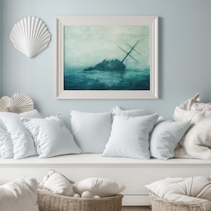 Printable Shipwreck Painting Stormy Sea Painting Vintage Maritime Art Print Moody Nautical Wall Art Coastal Home Decor Antique Seascape