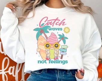 Catch Waves Not Feelings PNG, Summer Png, Retro Summer Png, Trendy summer Png, Hello Summer Png, Summer Sublimation, Sublimation Designs