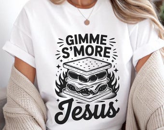 Gimme S'more Jesus SVG PNG, Trendy Christian Camping svg, Funny Christian svg, Funny Halloween Fall svg, Religious Shirt svg