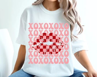 XOXO Checker Lips SVG, maglietta di San Valentino, San Valentino groovy, amore Svg, San Valentino Svg, San Valentino Svg, disegno di sublimazione di San Valentino