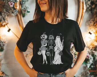 Halloween PNG, Spooky Girl Squad PNG, Skeleton Ghost Pumpkin Png, Witchy Fall Shirt Design, Retro Halloween Sublimation PNG Download