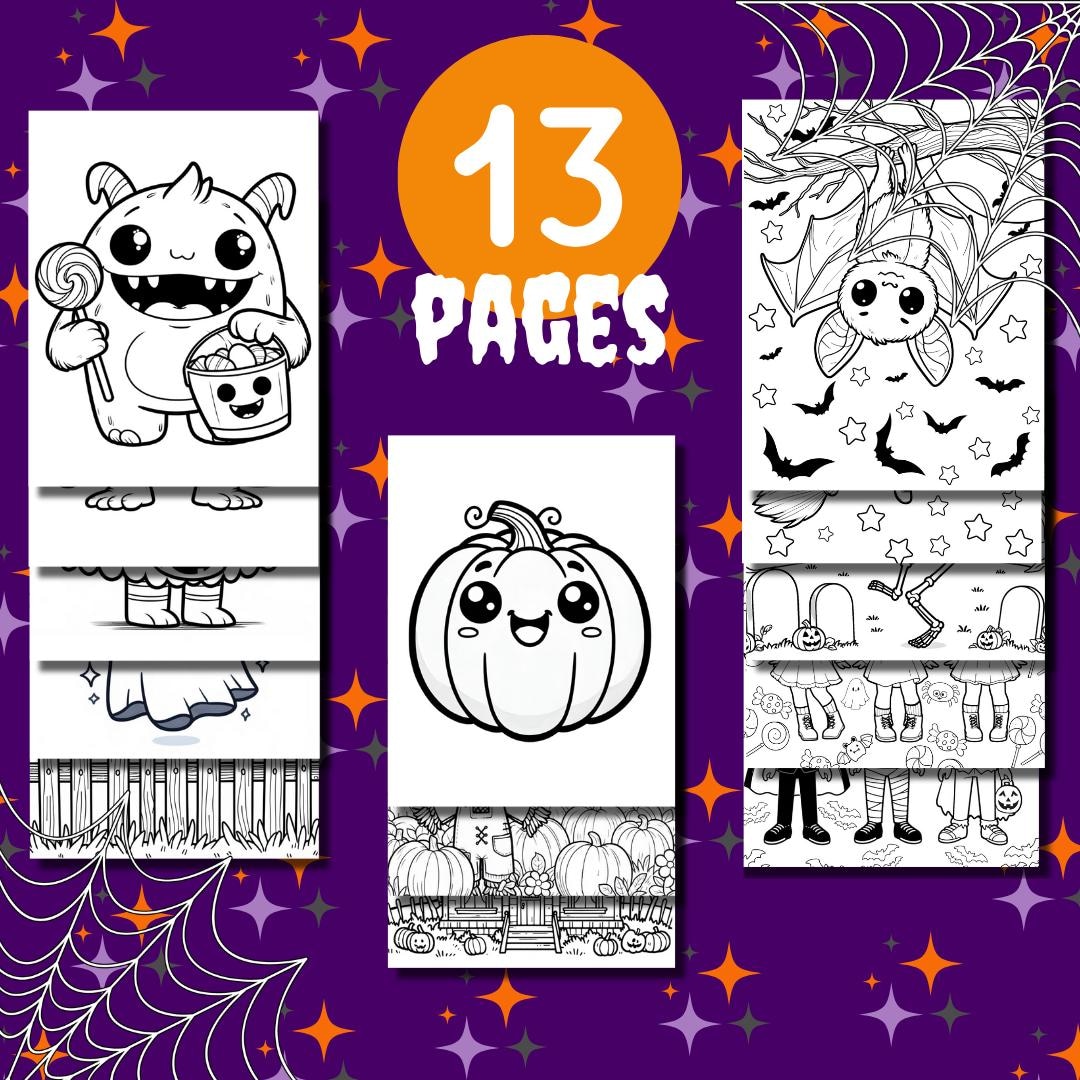 Halloween Coloring Pages for Kids & Adults - Etsy