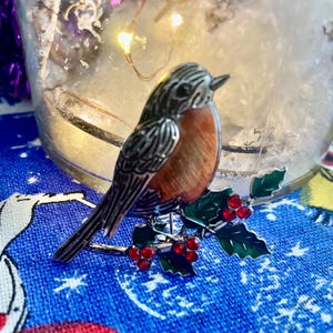 Winter Robin Bird Enamel Pin