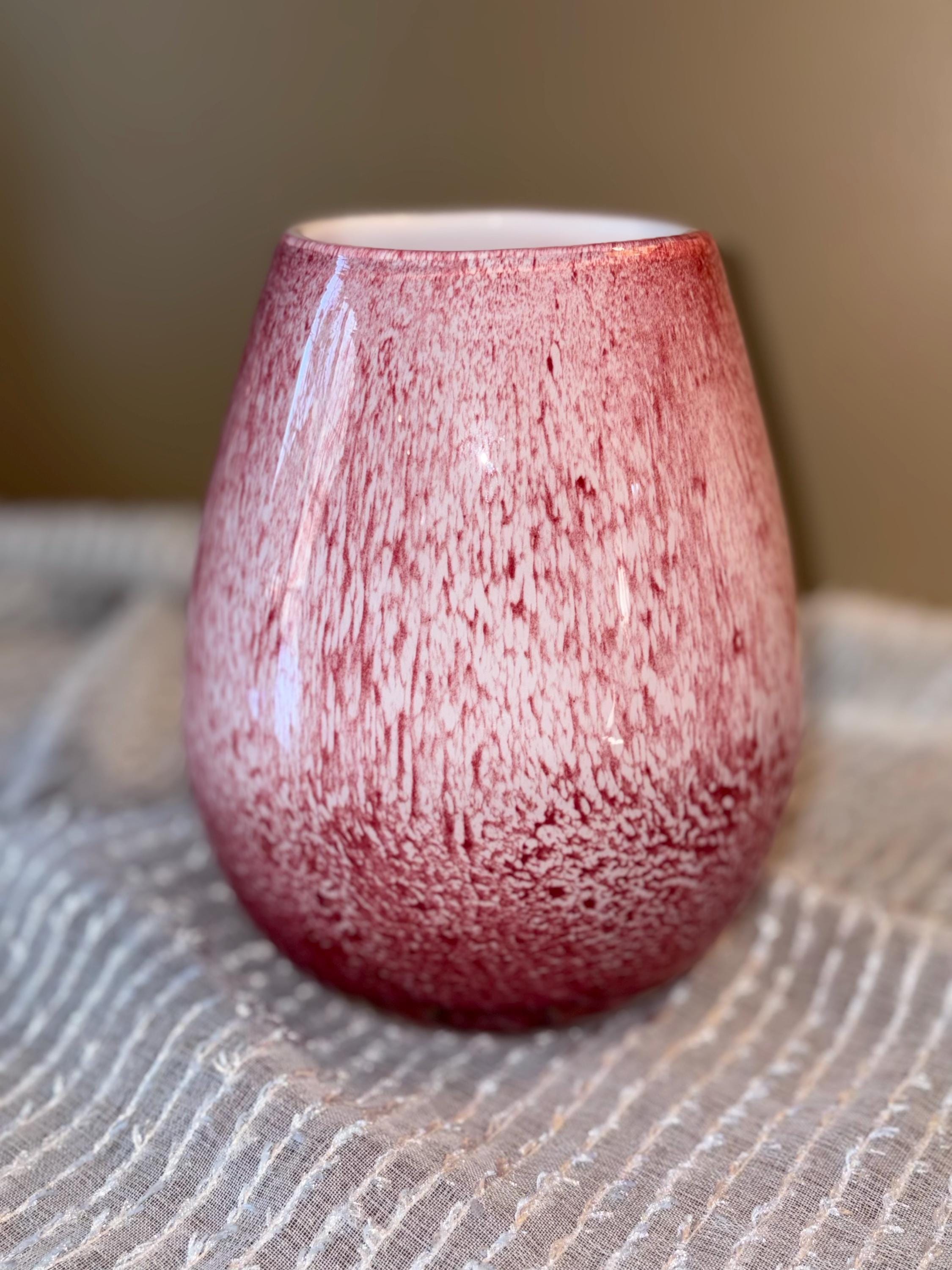 Pink Glass Vase | Speckled Glass Vase | Valentine Vase | Valentine Gift ...