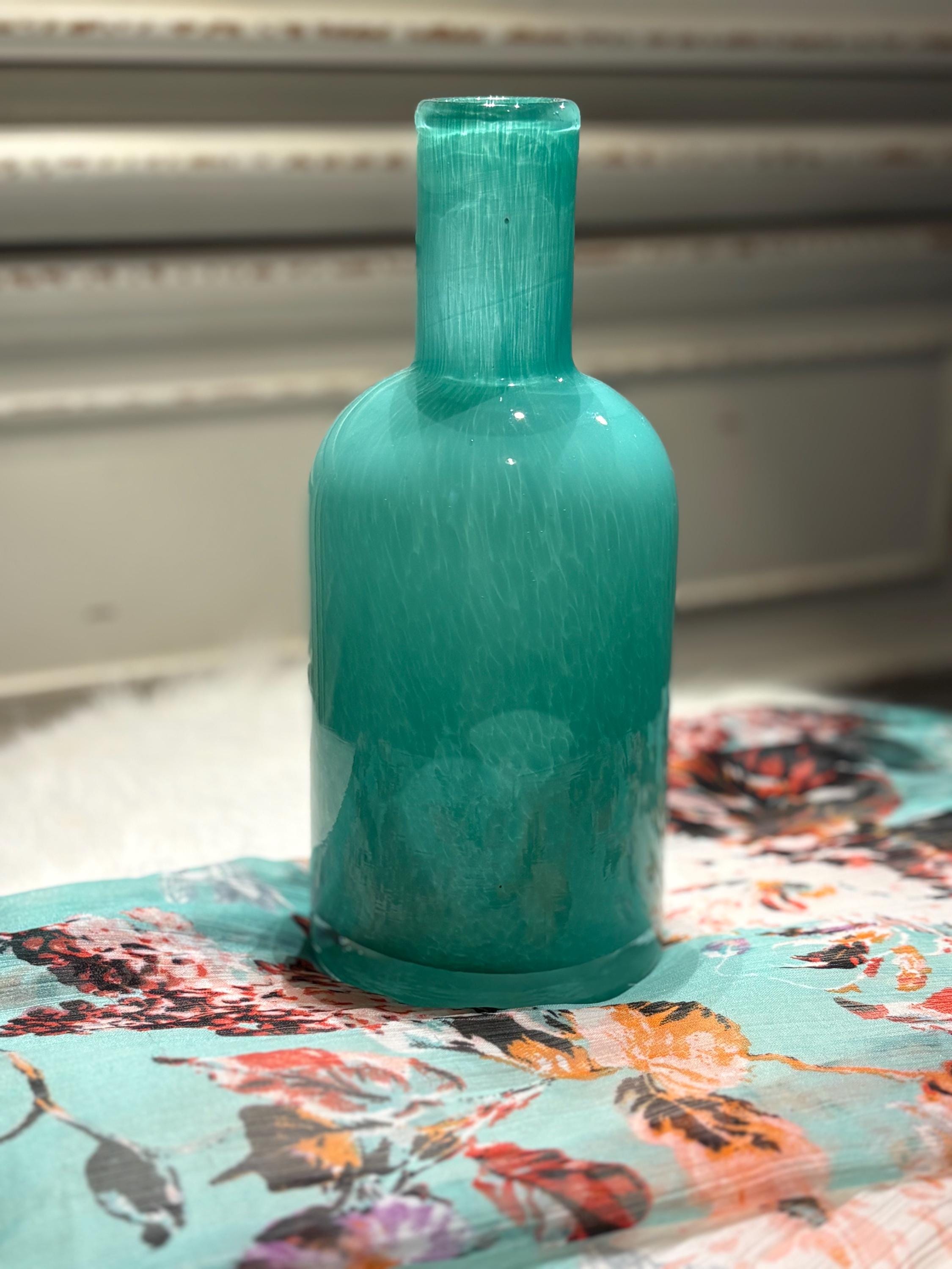 Aqua Glass Vase | Bottle Shaped Vase | Valentine Vase | Valentine Gift ...