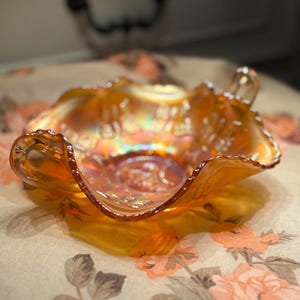 Orange Carnival Glass Butterfly - Etsy