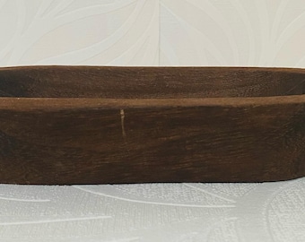 Wooden Dough Bowl *Rustic Farmhouse Table Decor *Primitive Wood Trencher Tray *Boho Home Accent *Antique-Style Display Bowl