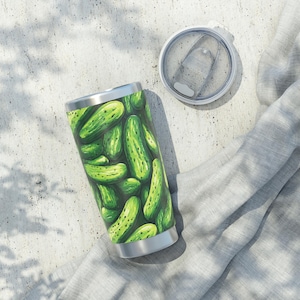 Pickles lover Tumbler, Travel Mug, Green Pickle Tea Cup, Cute Foodie Gift, Funny Pickle Lover Present, Eco-Friendly Water Bottle, giftable