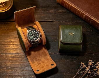 Boîte à montres en cuir personnalisée, étui de montre en cuir personnalisé, rouleau de montre personnalisé, cadeaux de mariage pour garçons d'honneur, étui de voyage pour montres, cadeau de fête des pères