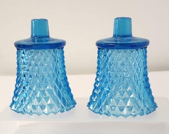 Candelabros votivos de vidrio azul