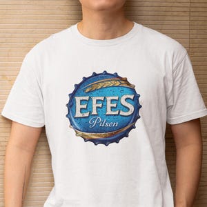Efes Bottle Cap T-Shirt | Turkish Lager Logo Shirt | Istanbul Holiday Retro Tee