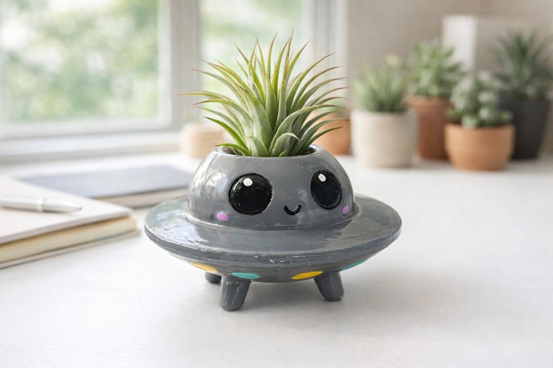 UFO Saucer Planter: Quirky Alien Pot With Colorful Dots - Handmade for ...