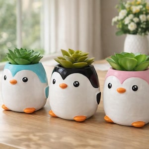 Penguin Succulent Planter Handmade: Whimsical Home Decor
